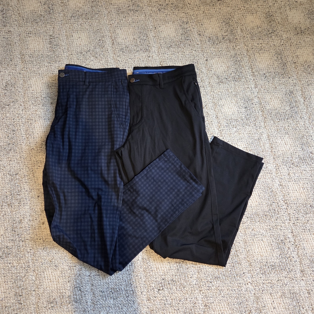 Men's Black and Blue Checkered Dress Pants